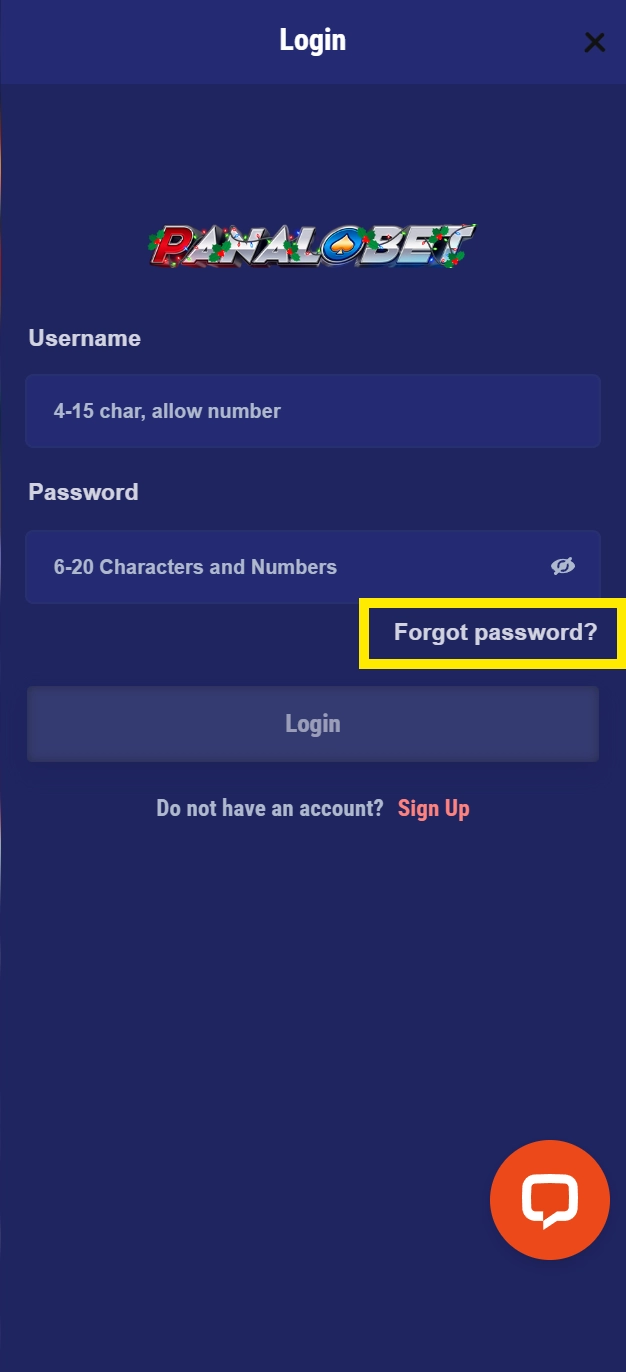 forgot password